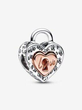 Two-tone Padlock Splittable Heart Charm